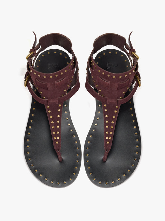 Flat Leather Sandals With Studs