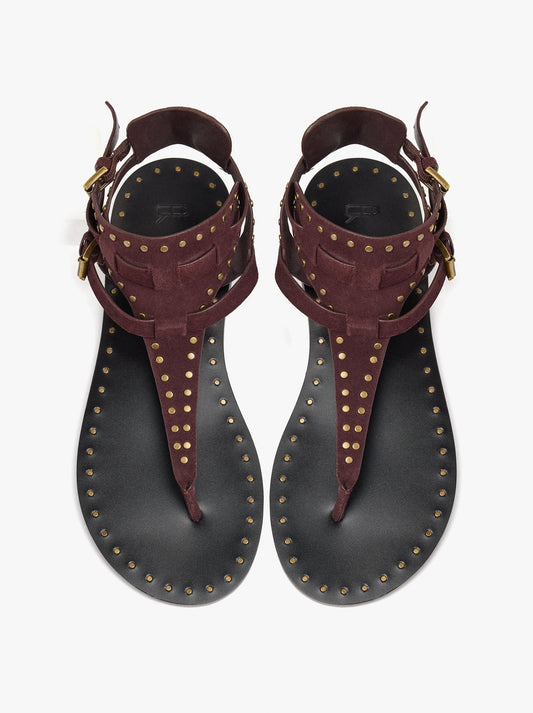 Flat Leather Sandals With Studs