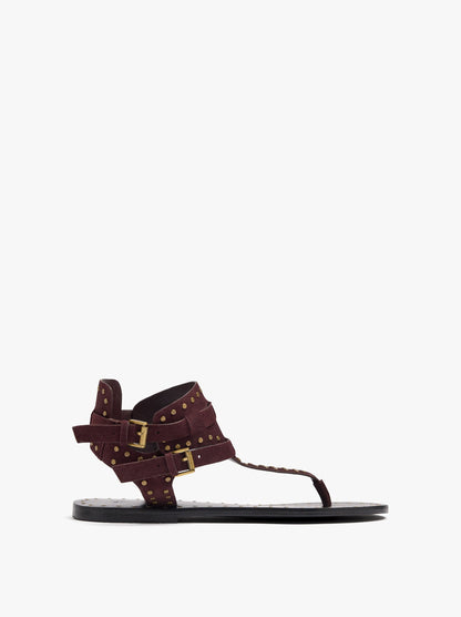 Flat Leather Sandals With Studs