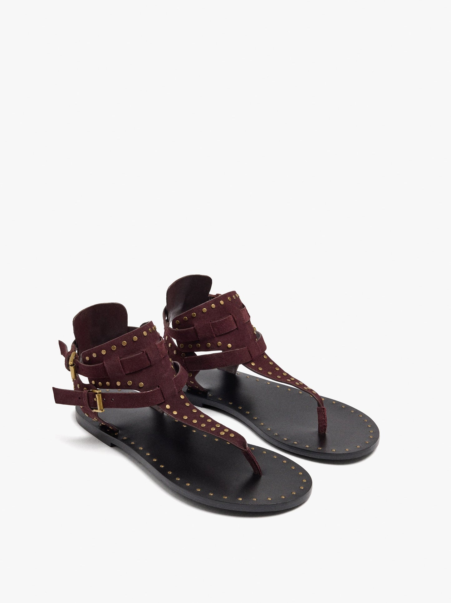 Flat Leather Sandals With Studs