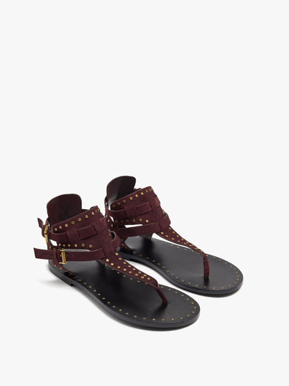 Flat Leather Sandals With Studs