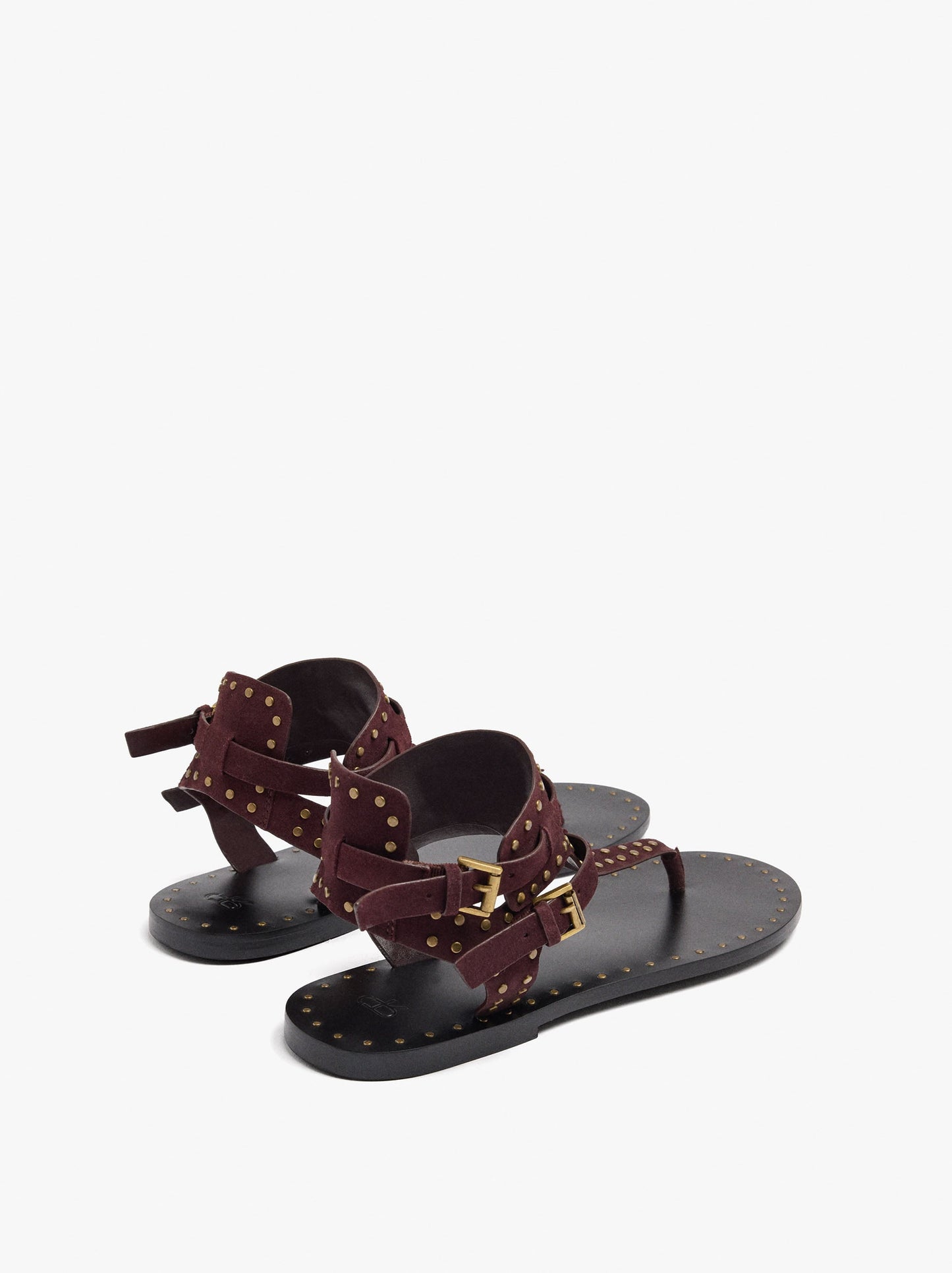 Flat Leather Sandals With Studs