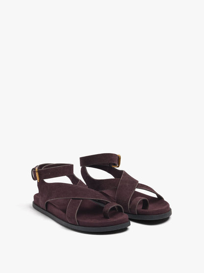 Flat Leather Sandals With Crossed Straps