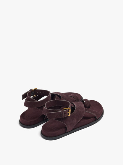 Flat Leather Sandals With Crossed Straps