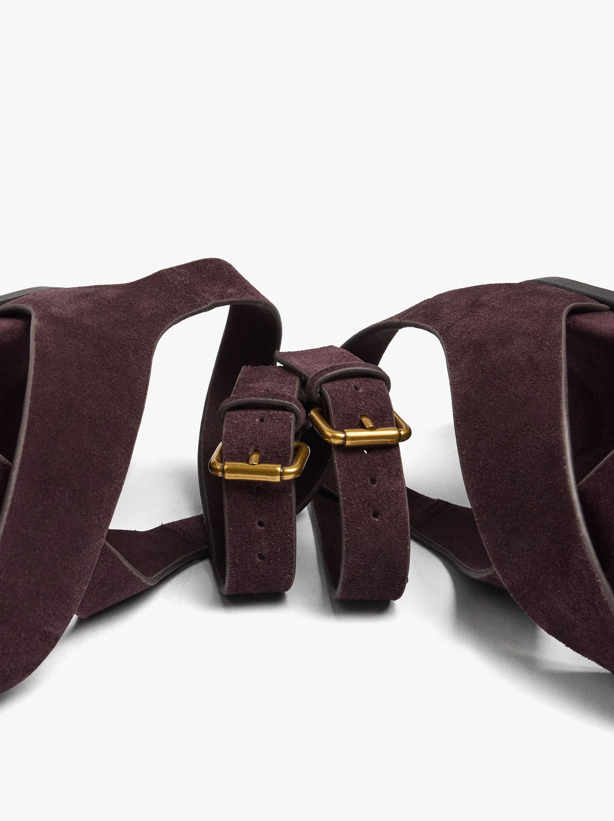 Flat Leather Sandals With Crossed Straps