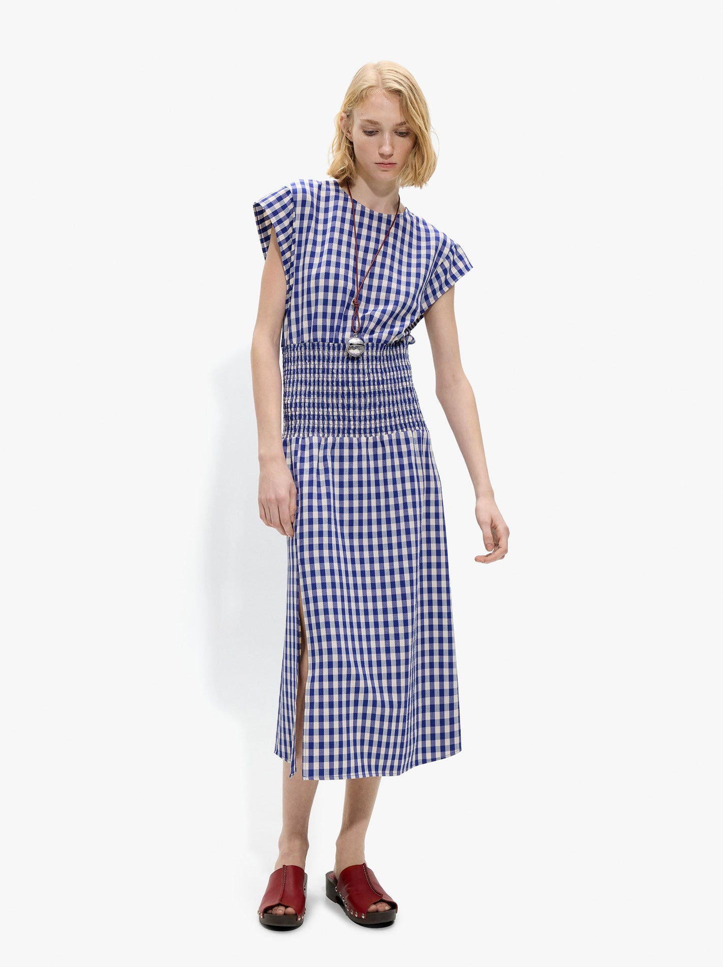 Dress With Vichy Squares With Ruched Detail