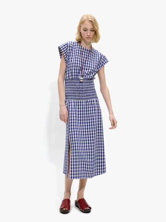 Dress With Vichy Squares With Ruched Detail