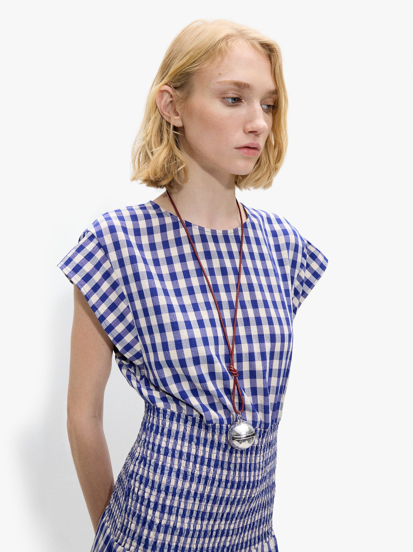 Dress With Vichy Squares With Ruched Detail