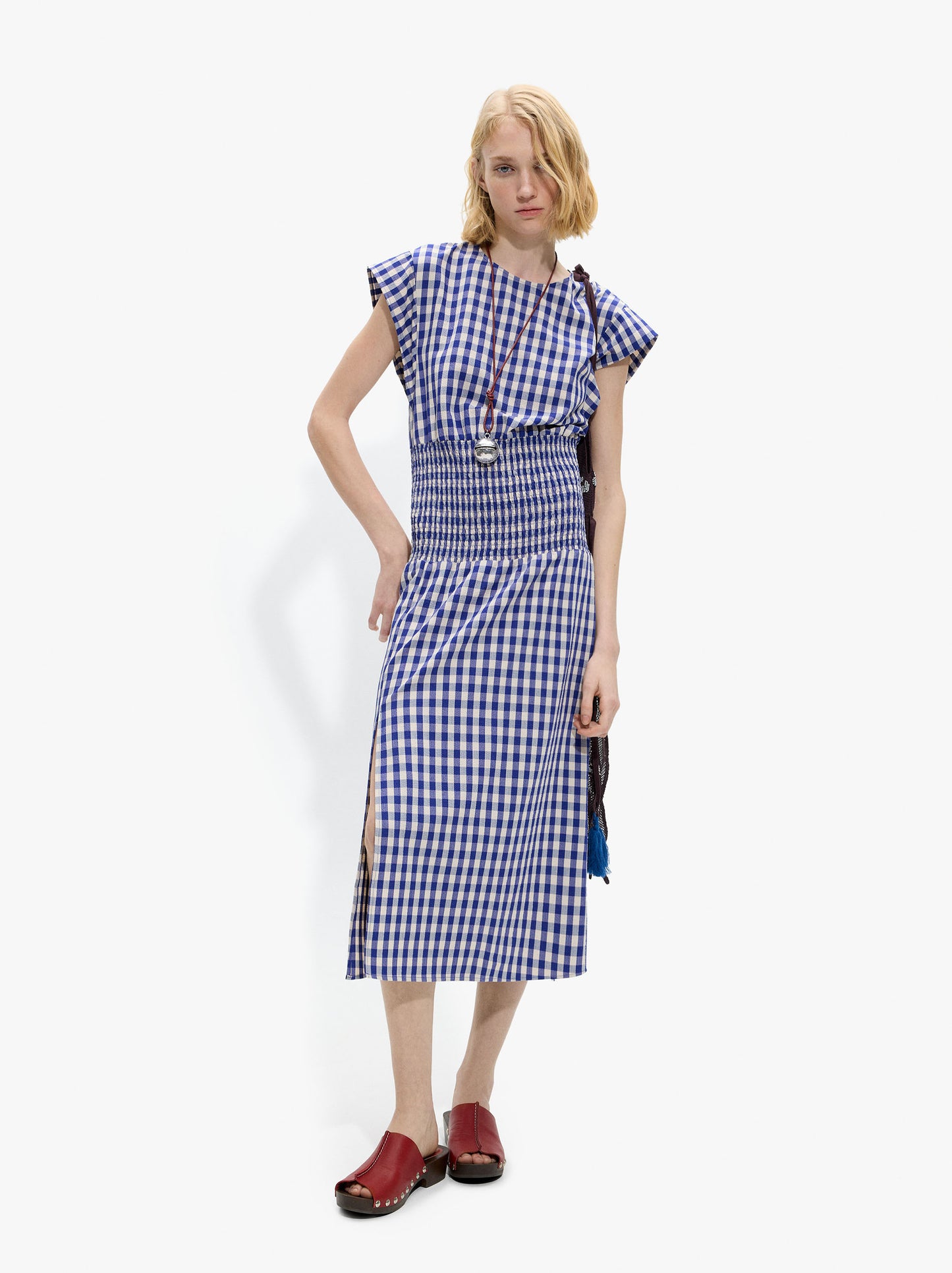 Dress With Vichy Squares With Ruched Detail