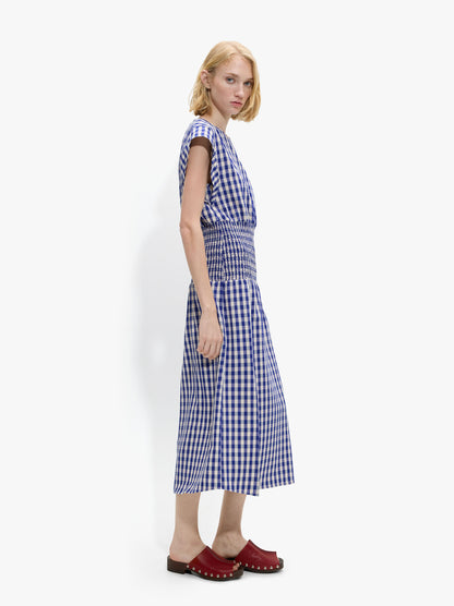 Dress With Vichy Squares With Ruched Detail