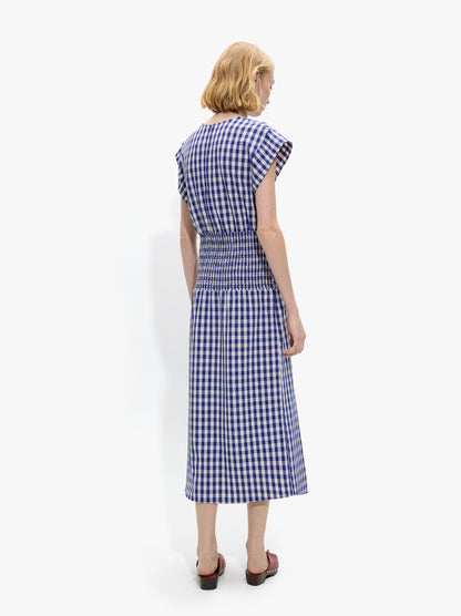 Dress With Vichy Squares With Ruched Detail