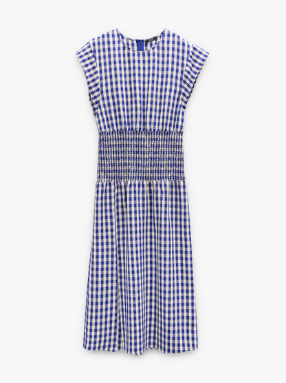Dress With Vichy Squares With Ruched Detail