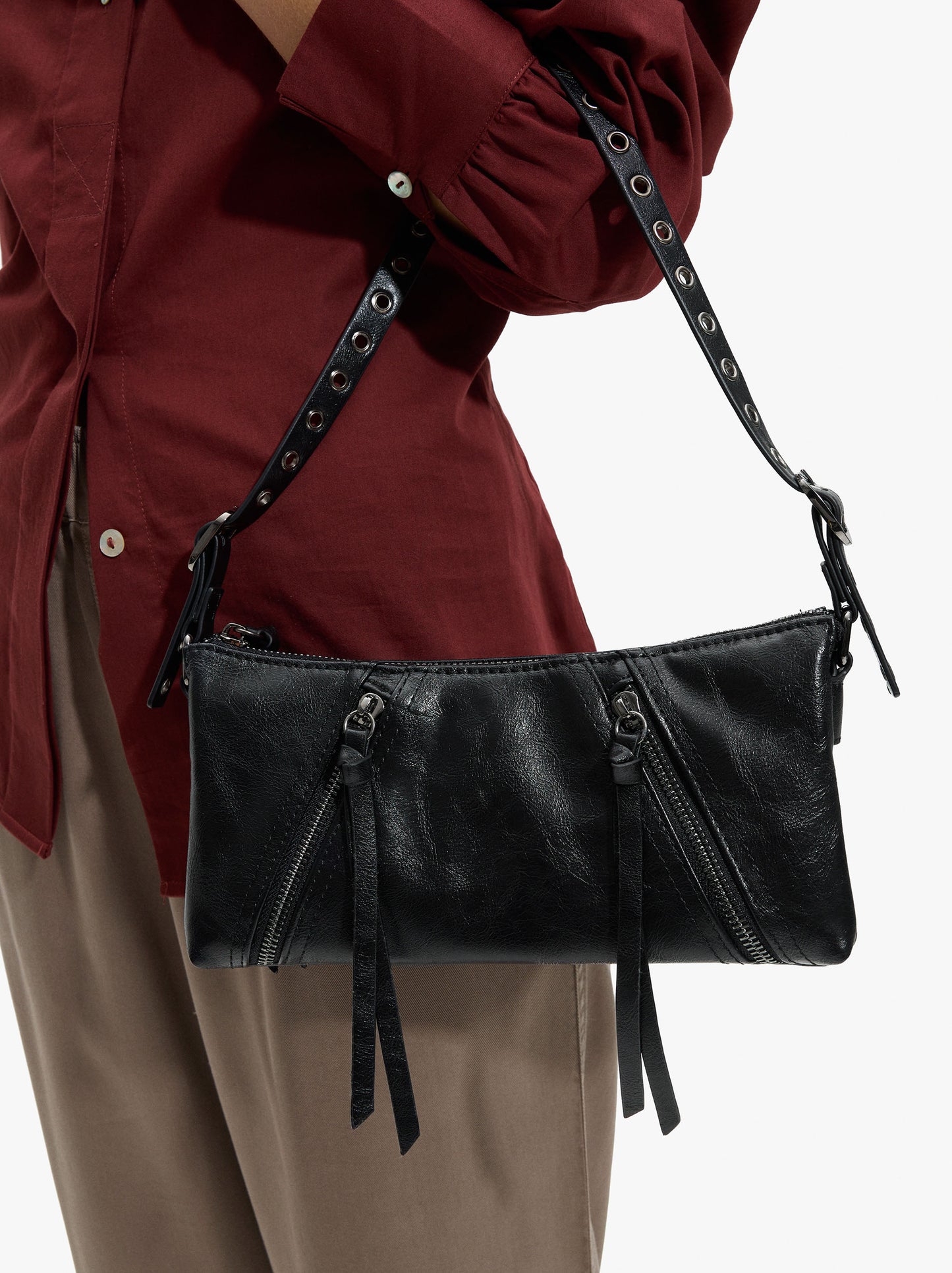 Worn-Effect Shoulder Bag