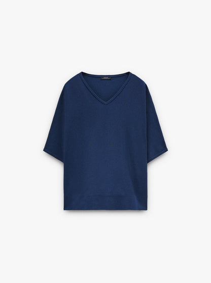 Short-Sleeve Knit Sweater