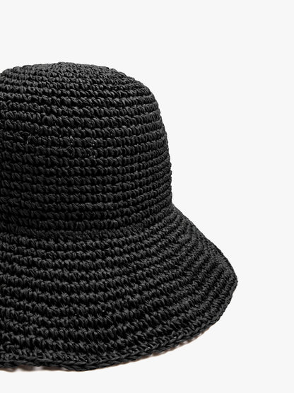Bucket Hat With Paper Straw Effect
