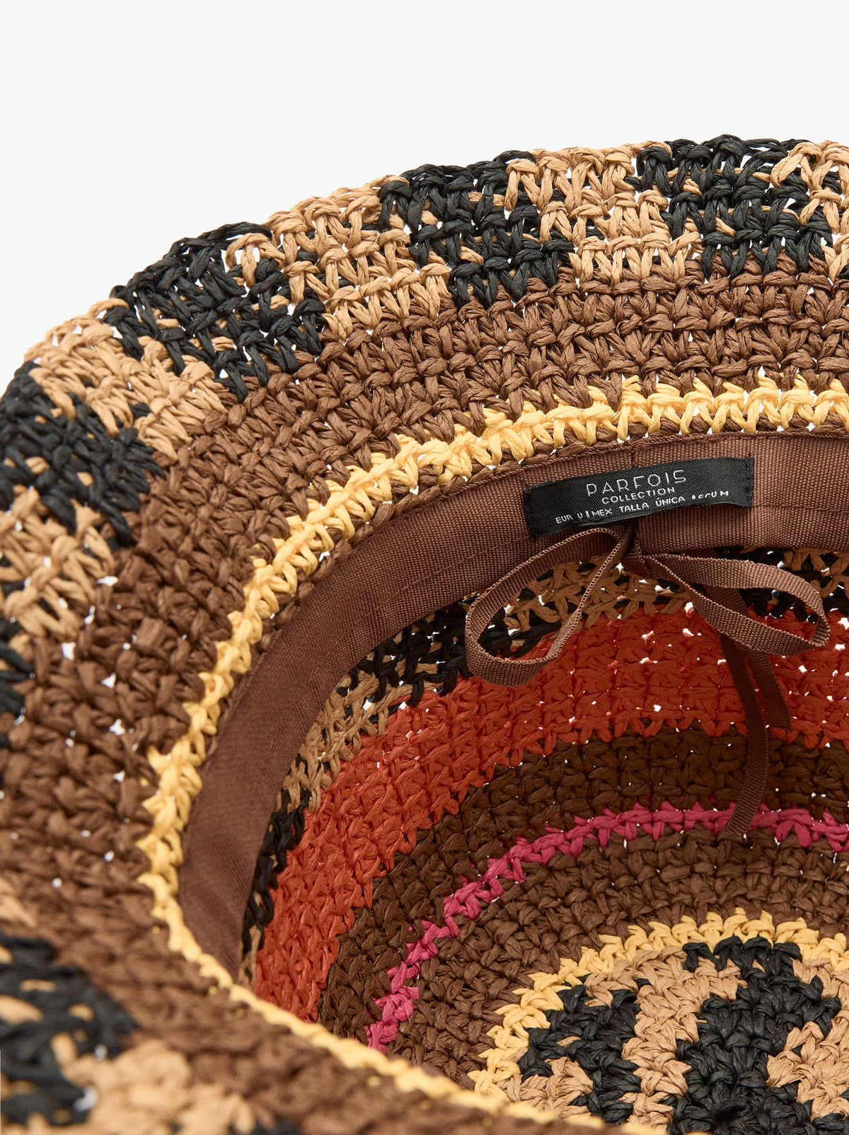 Multicolor Bucket Hat With Straw Effect