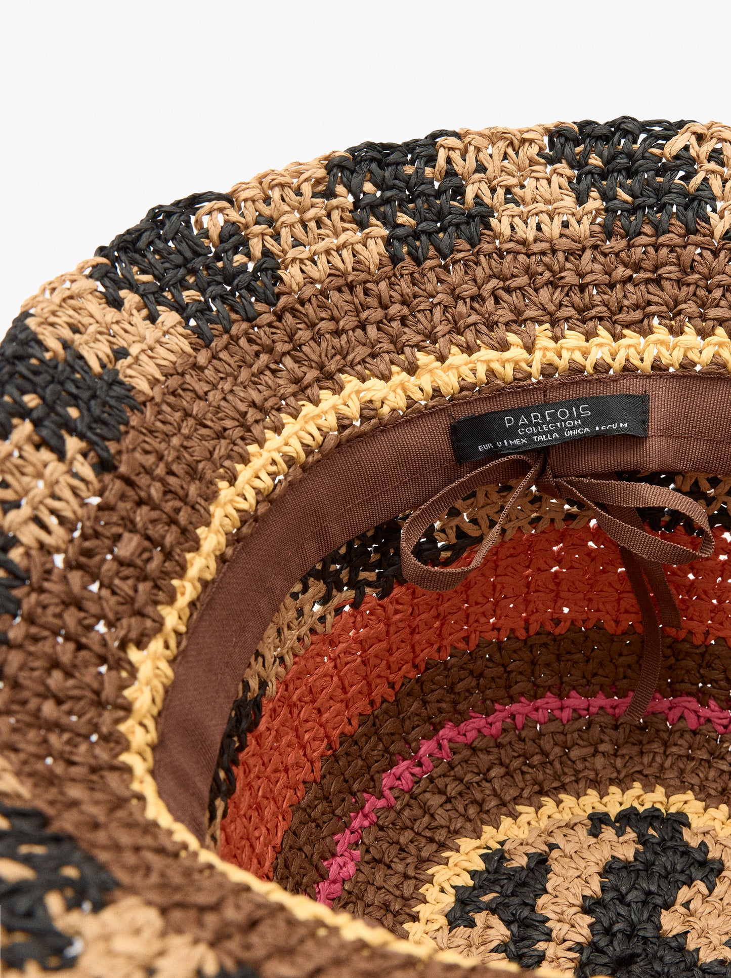 Multicolor Bucket Hat With Straw Effect