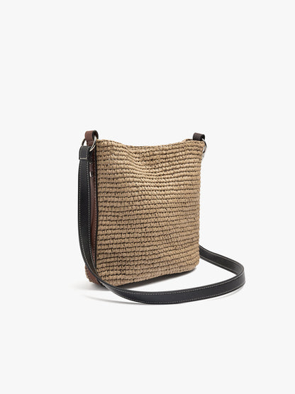 Bucket Bag Paper Straw Effect With M Strap