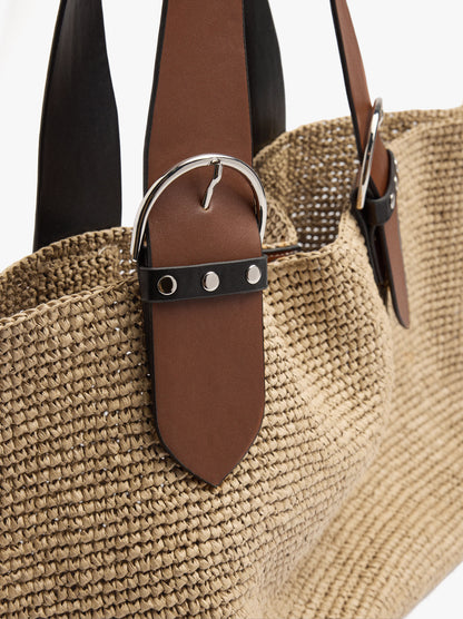 Shopper Bag With Straw Effect With Removable Bag