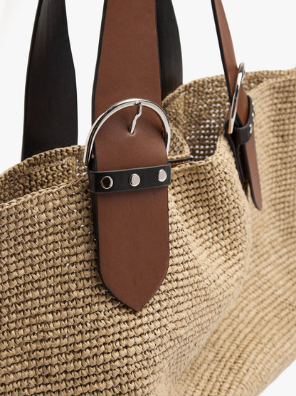 Shopper Bag With Straw Effect With Removable Bag