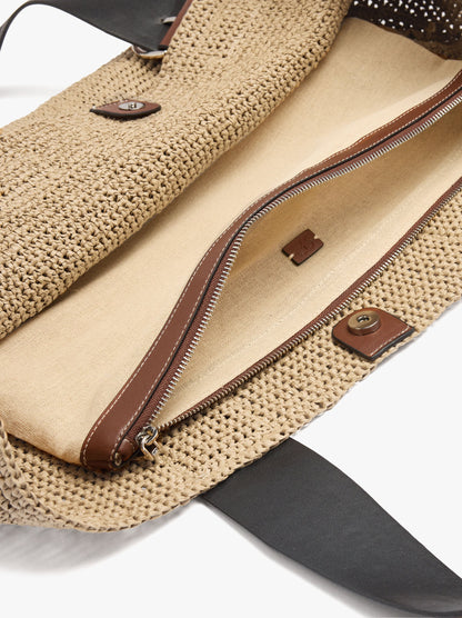 Shopper Bag With Straw Effect With Removable Bag