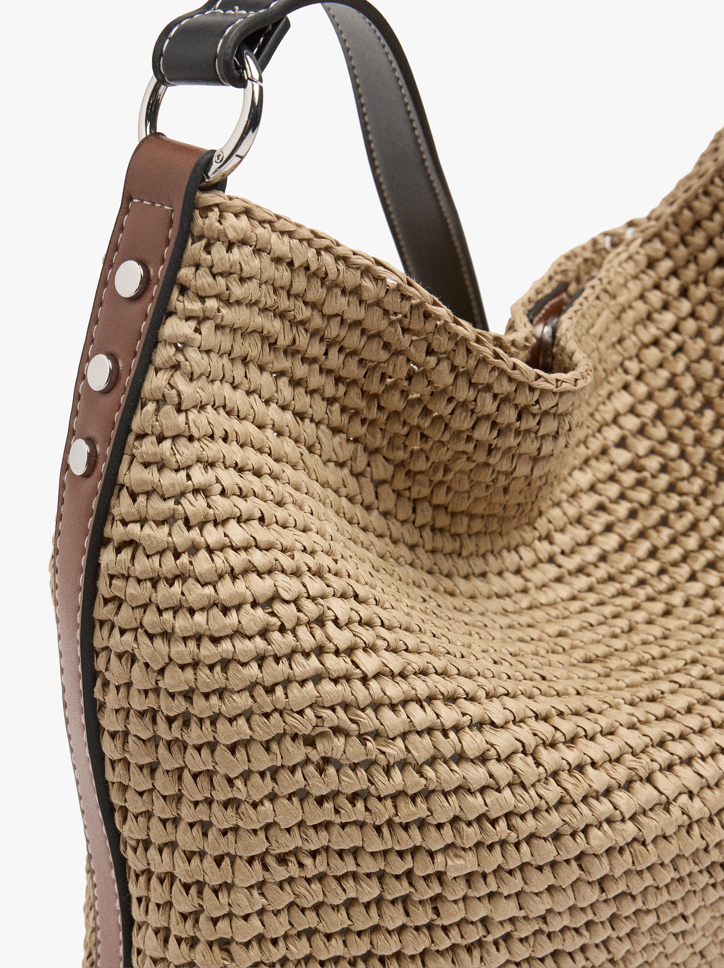Bucket Bag Paper Straw With Pendant L
