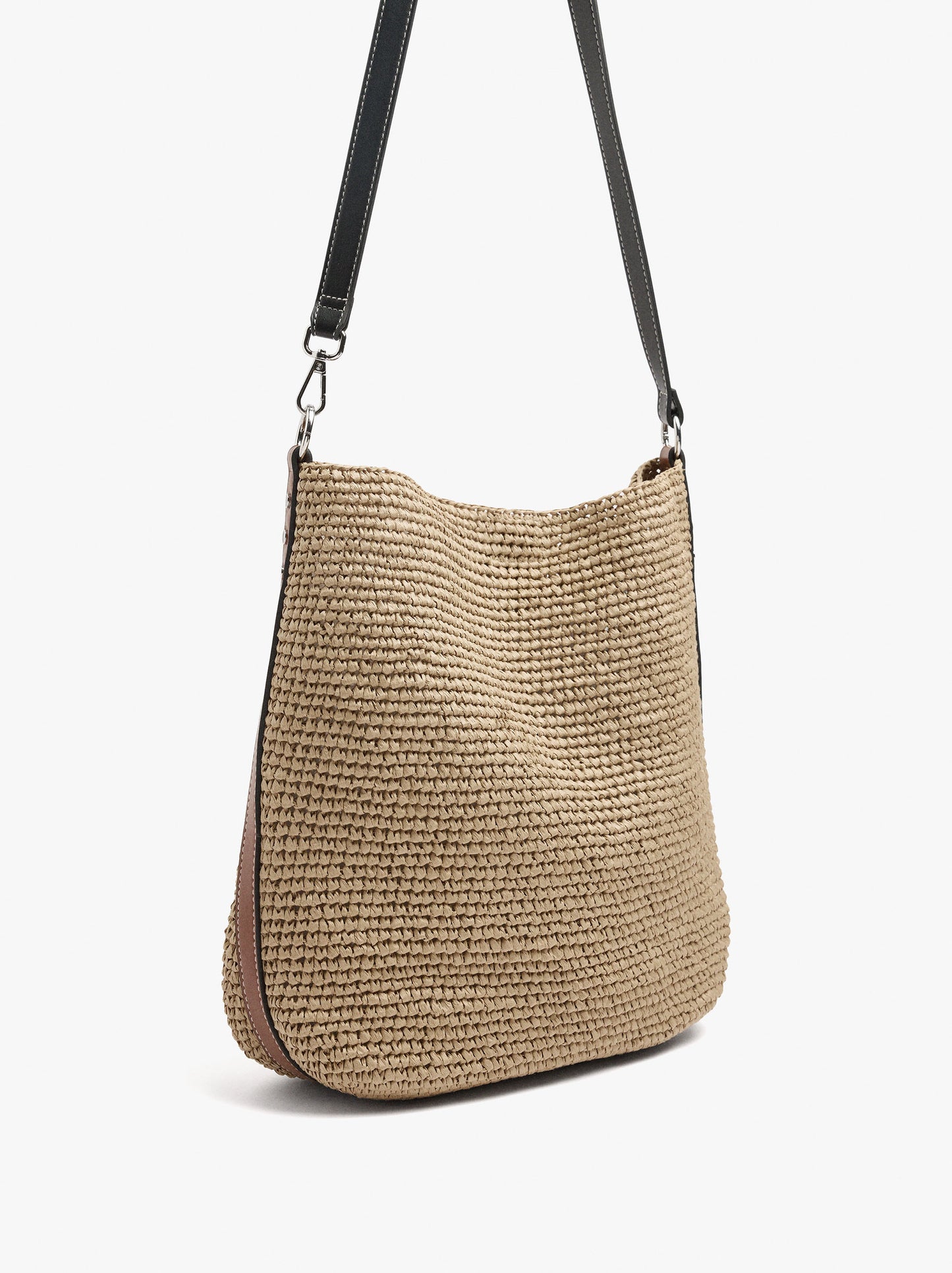 Bucket Bag Paper Straw With Pendant L