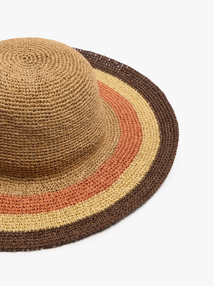 Multicolor Hat With Paper Straw Effect