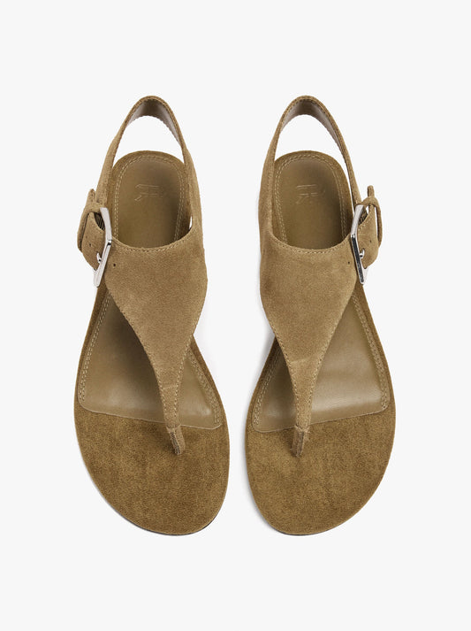 Flat Leather Sandals With Buckle