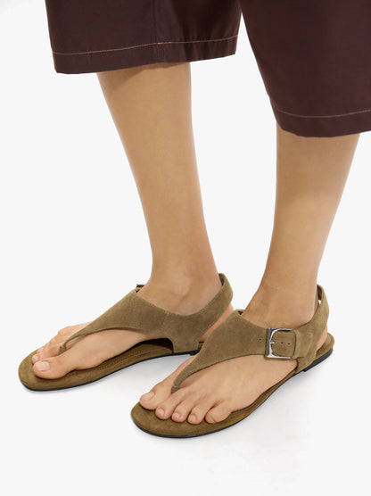 Flat Leather Sandals With Buckle