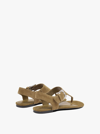 Flat Leather Sandals With Buckle