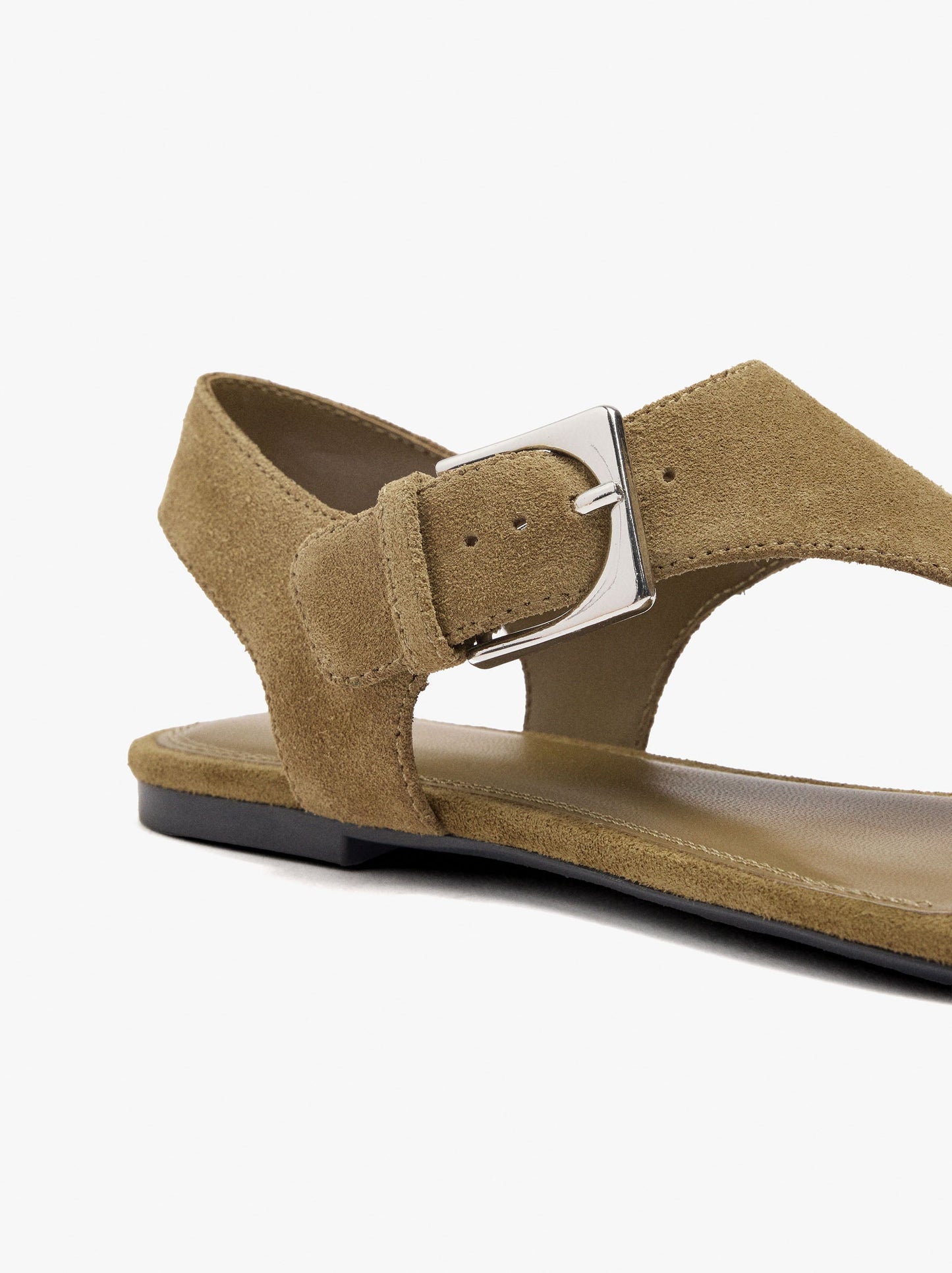 Flat Leather Sandals With Buckle