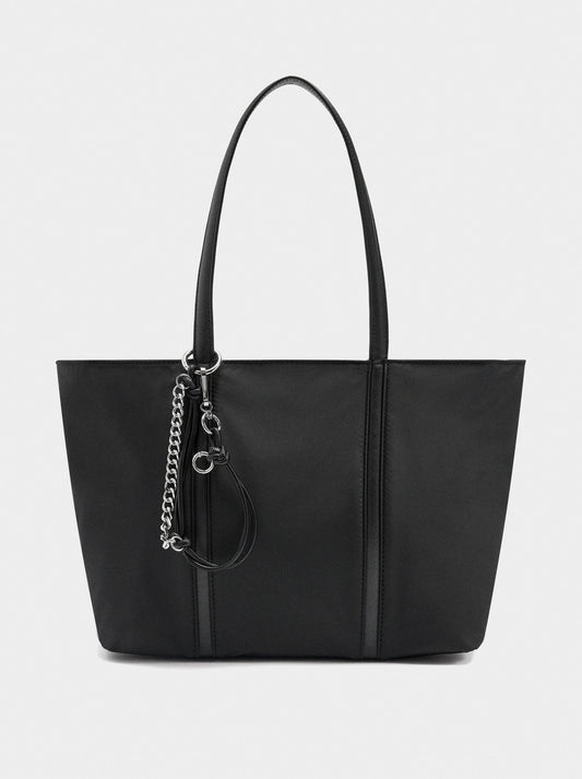 Nylon Shopper Bag With Pendant