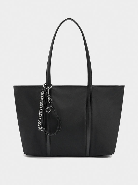 Nylon Shopper Bag With Pendant