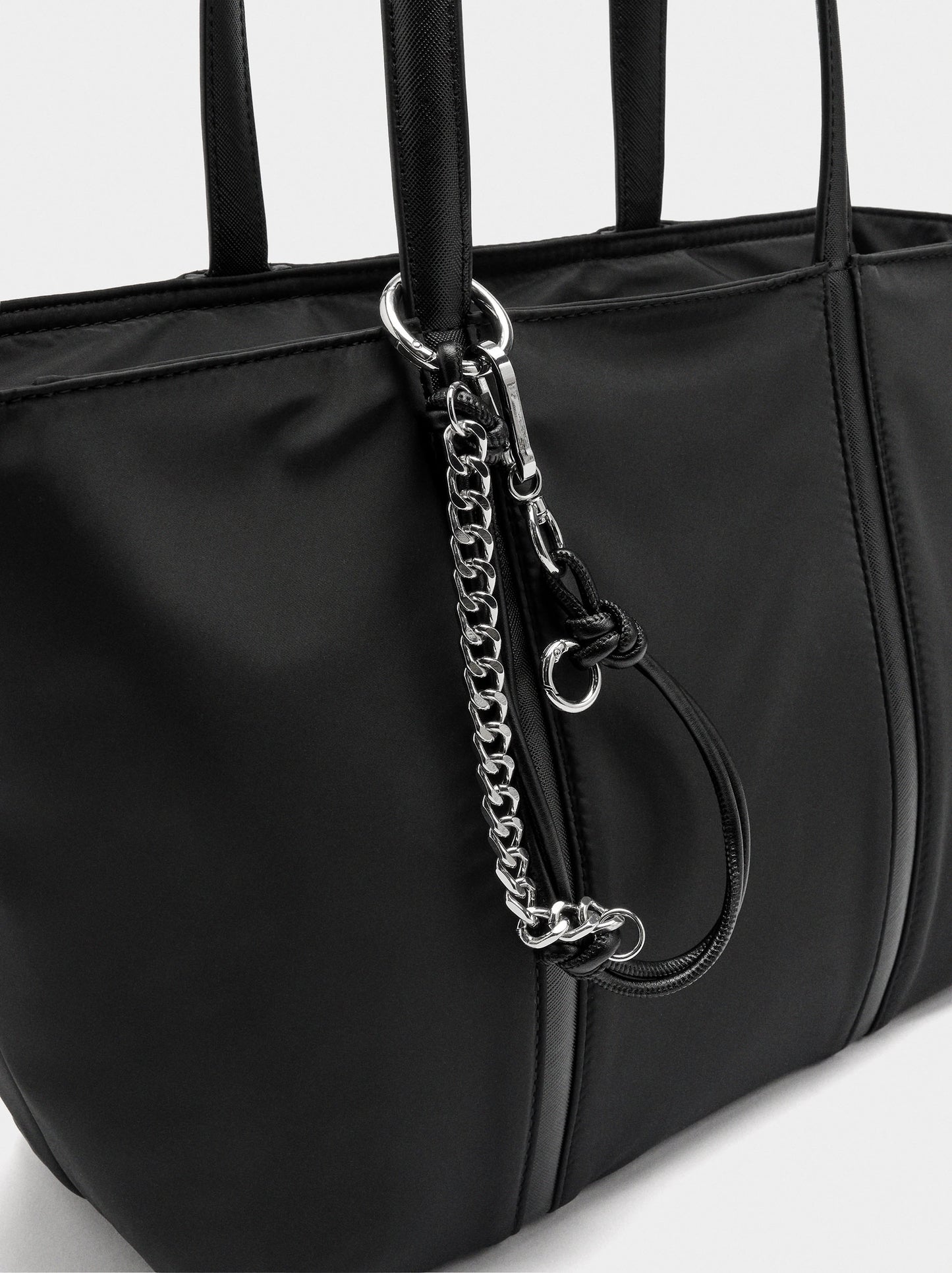 Nylon Shopper Bag With Pendant