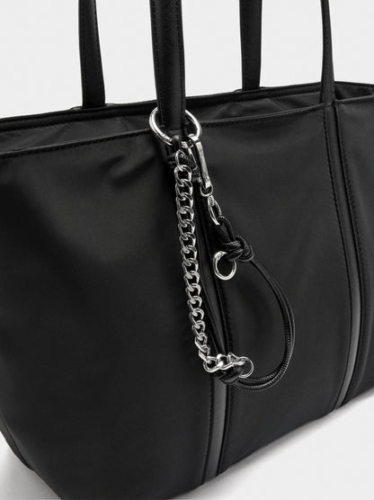 Nylon Shopper Bag With Pendant