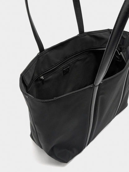 Nylon Shopper Bag With Pendant