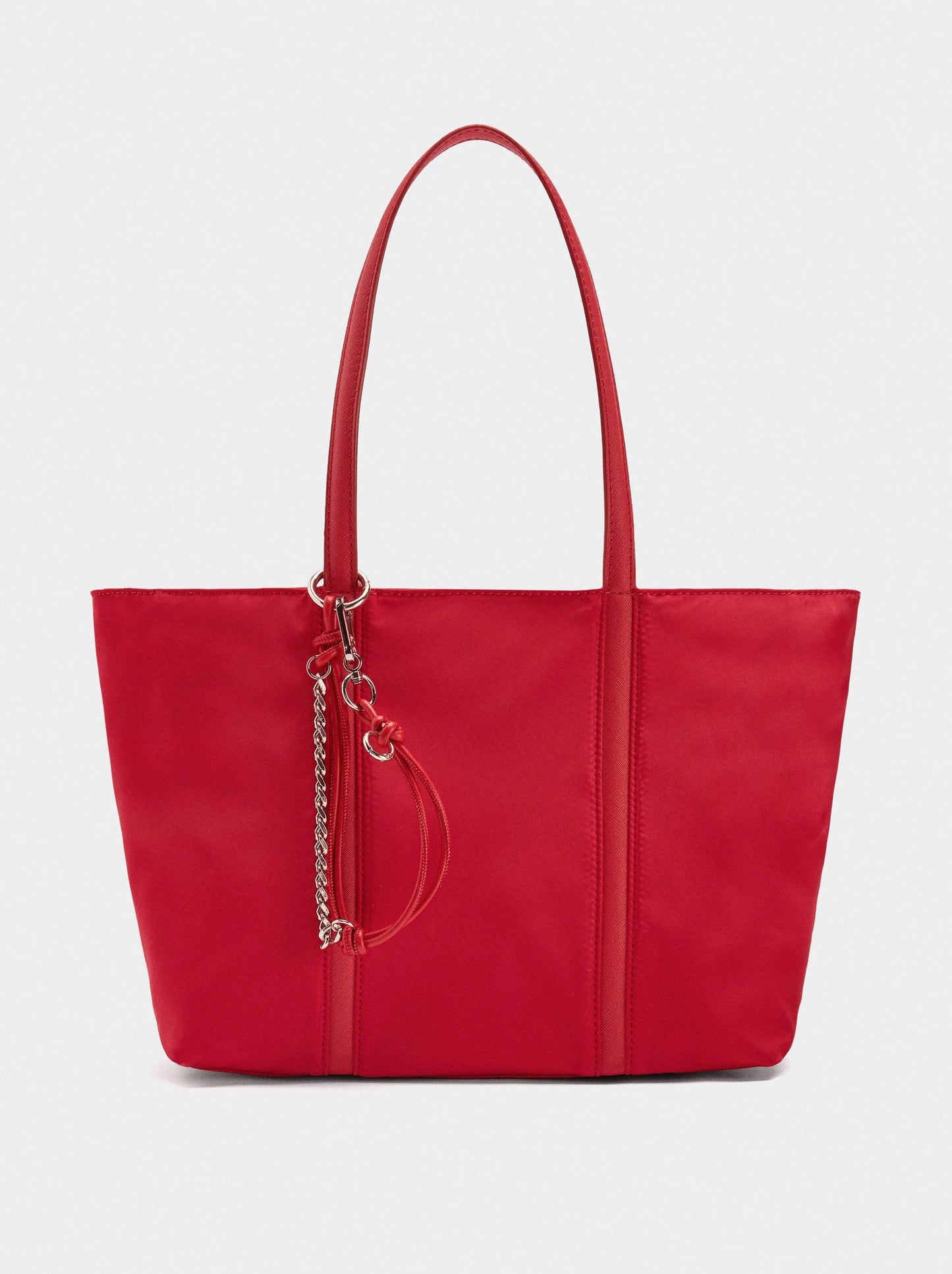Nylon Shopper Bag With Pendant