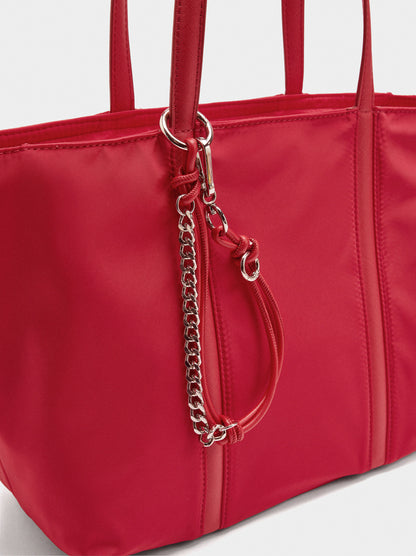 Nylon Shopper Bag With Pendant