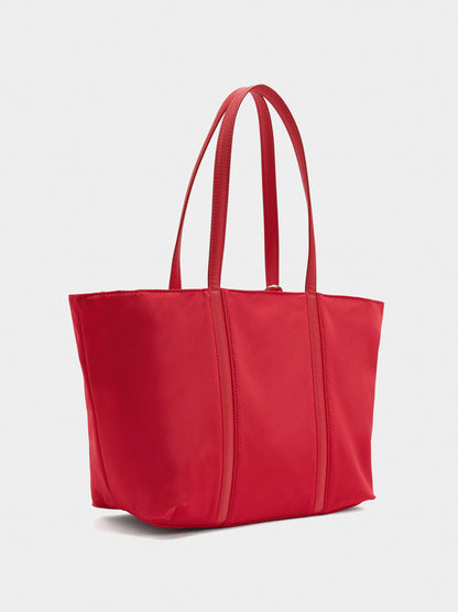 Nylon Shopper Bag With Pendant