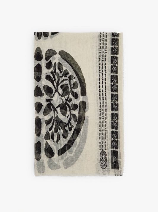 Printed Scarf With Linen Blend