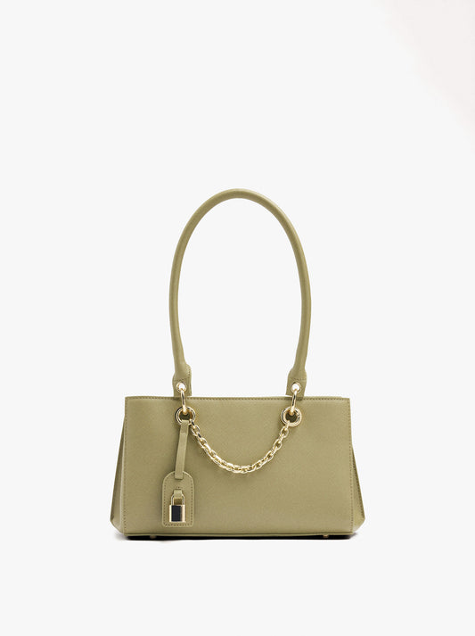 Shoulder Bag With Texture And Hanging Charm