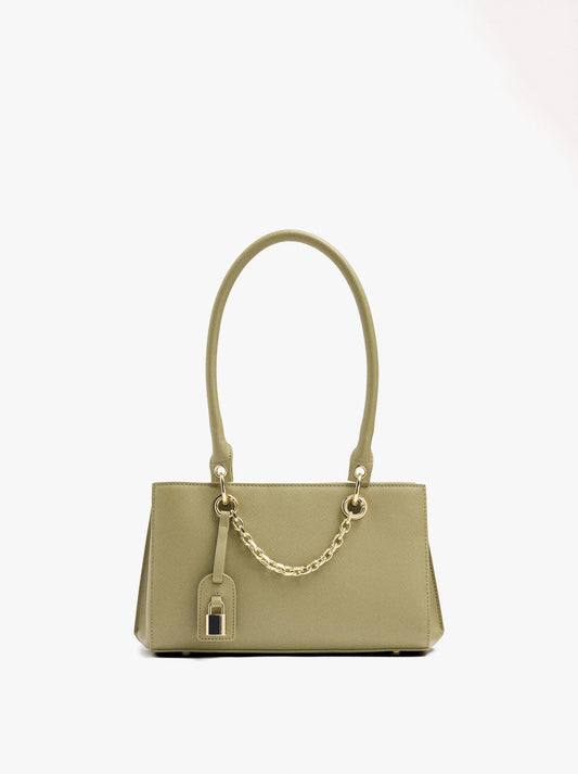 Shoulder Bag With Texture And Hanging Charm