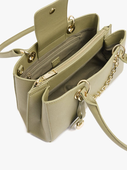 Shoulder Bag With Texture And Hanging Charm