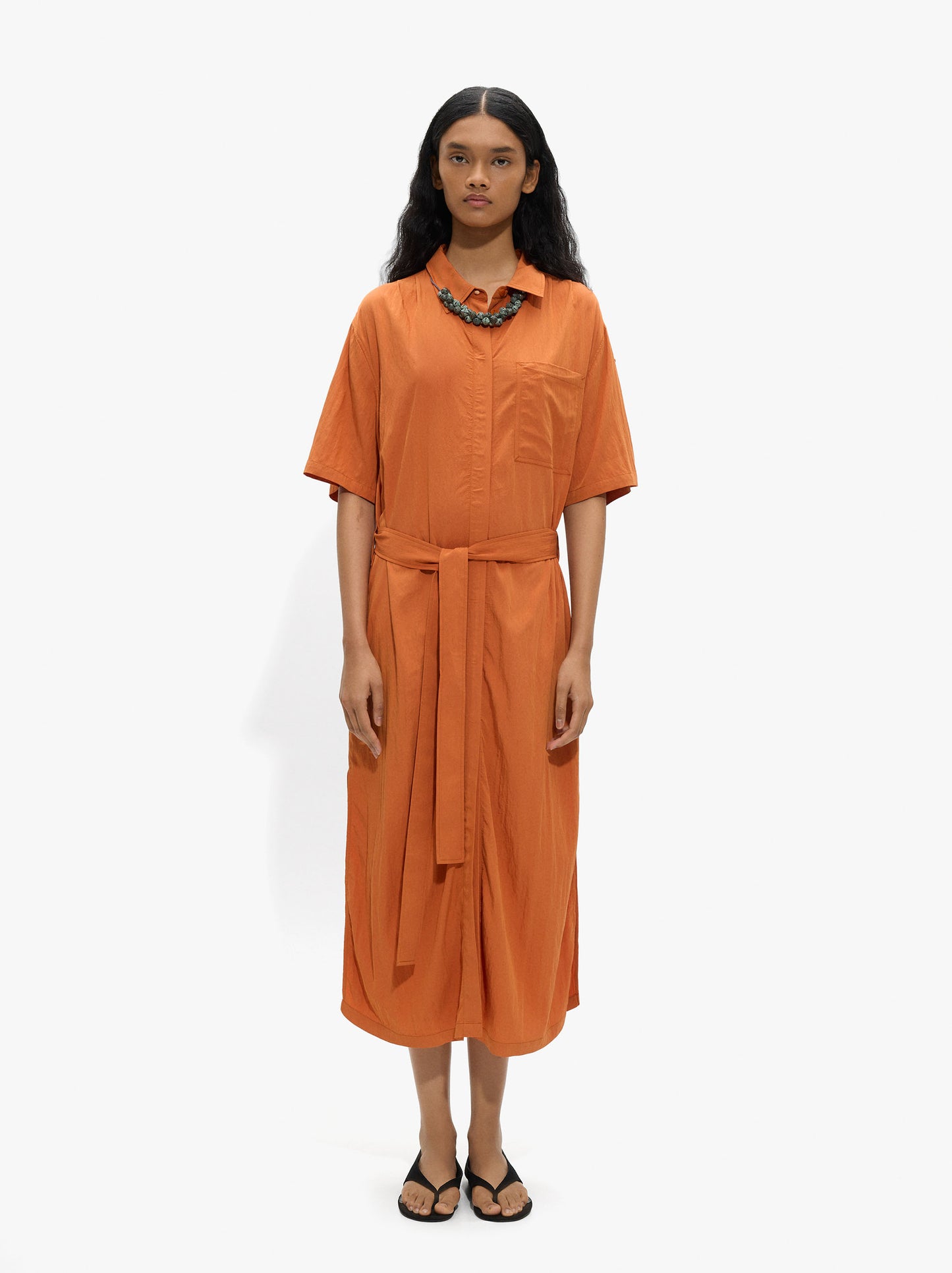 Midi Dress With Pocket And Belt