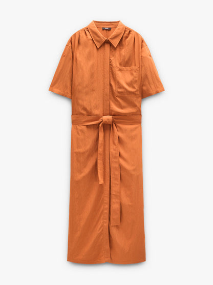 Midi Dress With Pocket And Belt