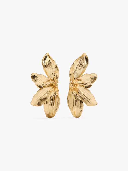Maxi Half-Flower Earrings With Embossed Detail