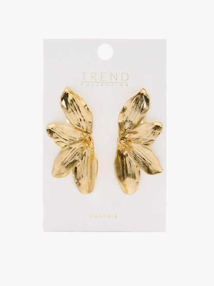 Maxi Half-Flower Earrings With Embossed Detail