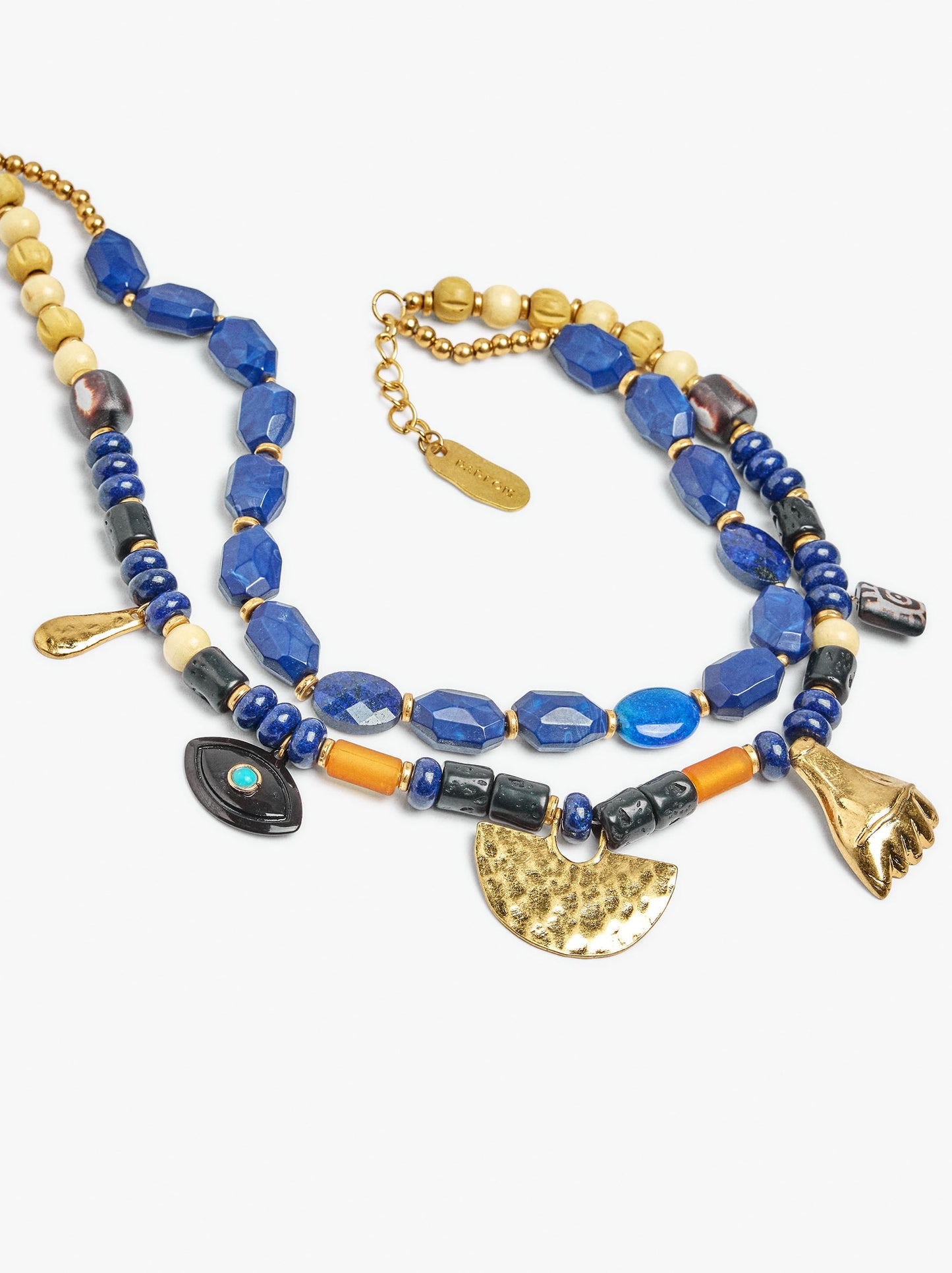 Short Double Necklace With Stones And Pendants