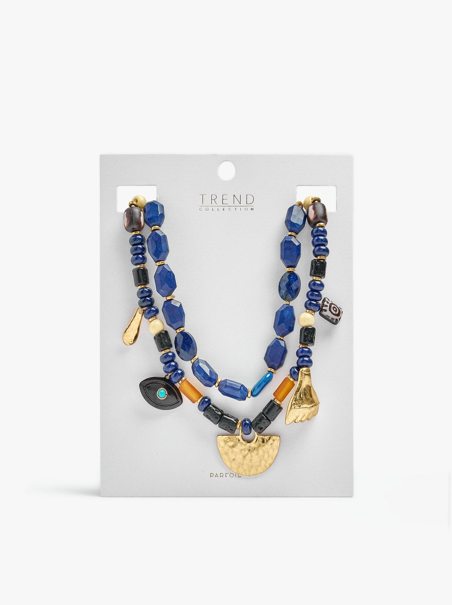 Short Double Necklace With Stones And Pendants